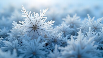 Beautiful Snowflake Crystals with Ice Frost Details