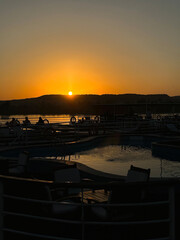 Obraz premium Sunset view on a Nile cruise at Aswan, Egypt