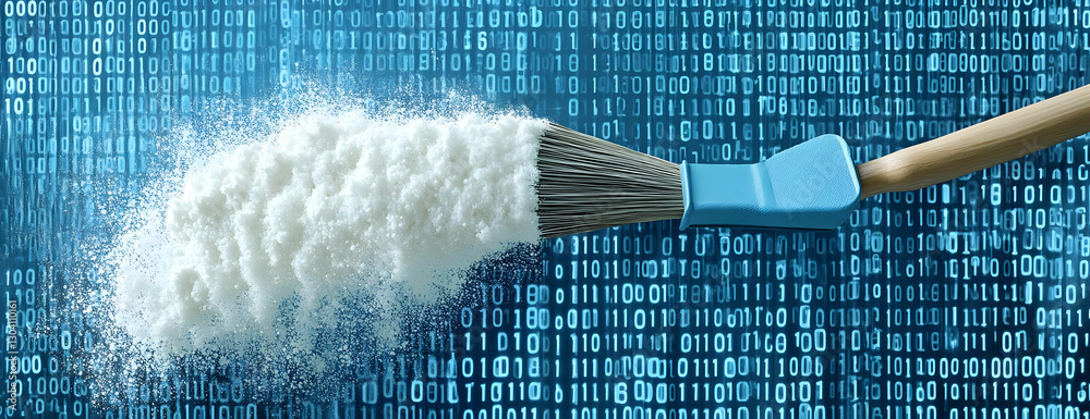 Poster data cleaning brush binary code