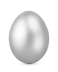 Metallic silver gray Easter egg isolated. Transparent PNG image.