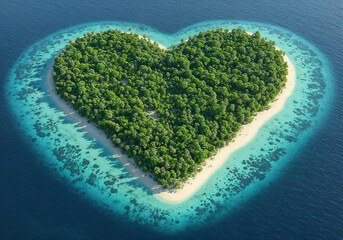 heart shaped island in the ocean . Generative AI