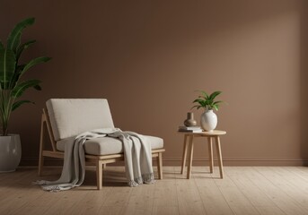 Fototapeta premium Minimalist Lounge Space with Earthy Tones