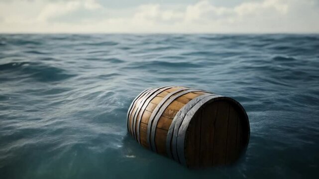 The floating barrel bobbed gently on the sea, a reminder of the ocean's unpredictable nature.