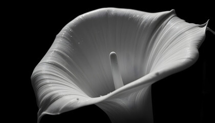 Close-Up Black and White Photo of a Calla Lily Highlighting Its Texture