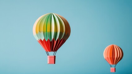 Fototapeta premium colorful paper hot air balloons floating in a clear blue sky