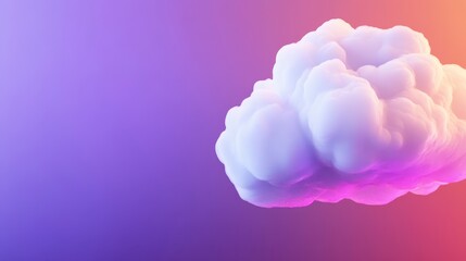 Fototapeta premium Illuminated Fluffy Cloud on Vibrant Purple and Orange Gradient