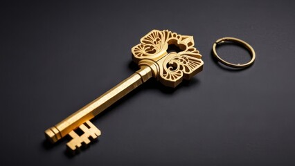  A beautifully crafted golden key with intricate designs