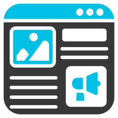 Native Advertising Glyph Blue Grey Icon