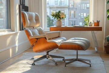 Mid-Century Modern Chair and Ottoman
