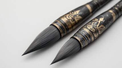 Artistic tools traditional paintbrushes art studio photography close-up craftsmanship