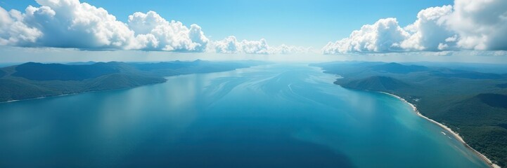 Stunning aerial view of Lake Michigan's vast expanse , wide, view