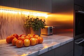 Modern Kitchen with Warm Lighting