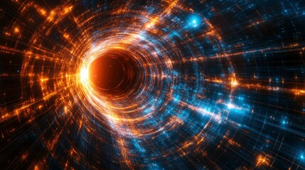 Obraz premium Abstract Digital Tunnel of Light and Data Streams - Futuristic Technology Background