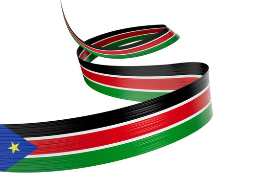 3d Flag Of South Sudan 3d Shiny Waving South Sudan Ribbon Flag 3d Illustration