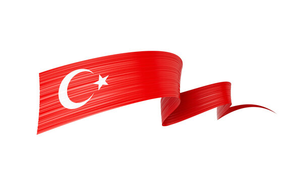 3d Flag Of Turkey 3d Wavy Shiny Turkey Ribbon Flag 3d Illustration