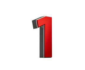 Bold Vibrant Red Number One Number 1 With Sleek Metallic Gleam 3D Illustration
