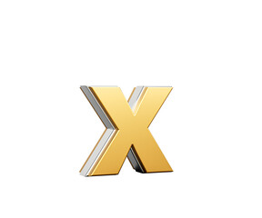 Obraz premium Shiny Golden Small Letter x Gleams With Its Sleek Modern Design With Sharp Edges 3D Illustration