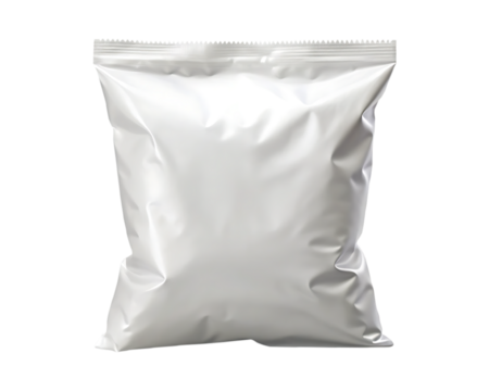 Blank chips bag mockup, food snack bag isolated on transparent background. potato chip bag mockup With clipping Path included. Chips paper package or Food Packaging