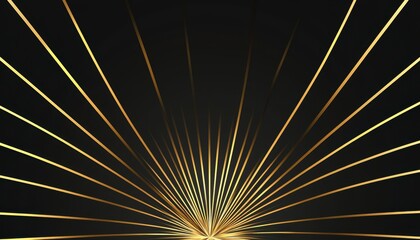 Obraz premium Minimalist golden Art Deco sunburst radiating symmetrically over a sleek jet-black background