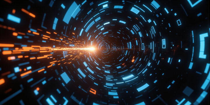 Holographic Data Vortex - A swirling vortex of digital information, composed of luminous binary codes and data clusters. The vortex