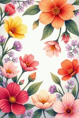 Obraz premium Vibrant Floral Arrangement A Delicate Composition of Colorful Blossoms and Lush Greenery