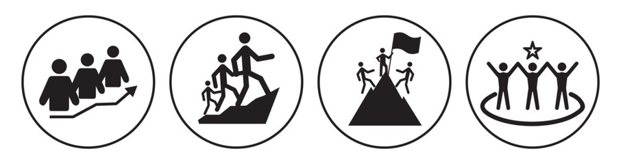 Partnership teamwork concept. Working together. Helping hand. Diversity and social inclusion. Togetherness and cooperation icon. Group of five people holding arms. Isolated line vector illustration