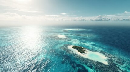 Fototapeta premium Aerial View of Tropical Island and Turquoise Ocean
