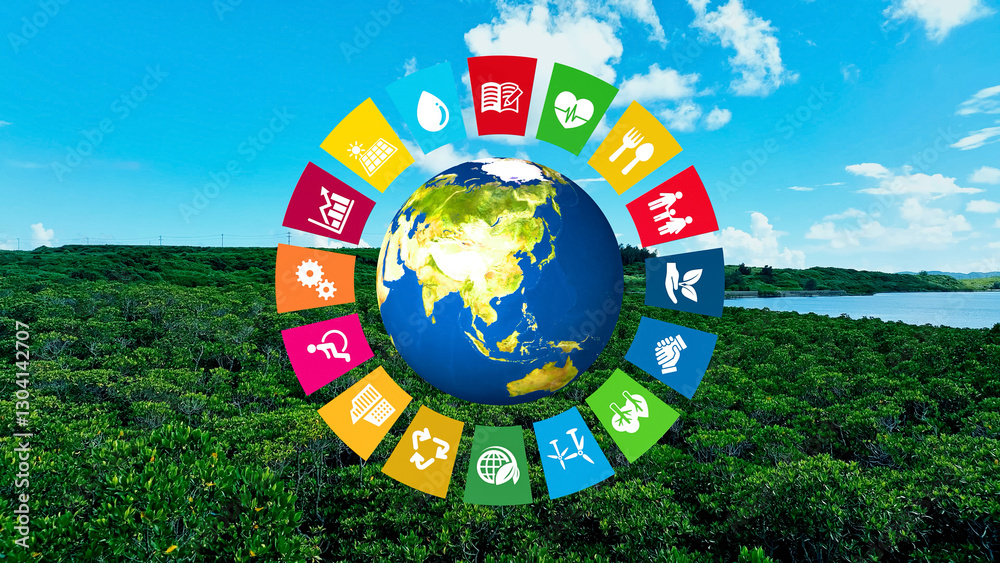 Poster 森林、空撮、ジャングル、地球、SDGs、サステナブル、自然、資源、グローバル、イメージ、GX、グリーントランスフォーメーション、SX、環境、環境問題、社会、エコロジー、クリーン、グリーン、グリーンカーボン、地球温暖化、温室効果ガス、気候変動、地球環境、環境保護、レジリエンス、持続可能な開発目標、サステナビリティ、ESG投資、CSR、TCFD、エシカル、フェアトレード、ZEV、クライメートジャスティ