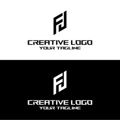 creative letter logo fj design vector