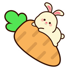 Easter Bunny Hugging Carrot Illustration