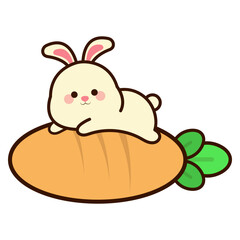 Easter Bunny Hugging Carrot Illustration