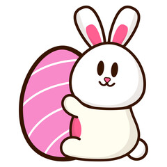 Easter Bunny Hugging Egg Illustration