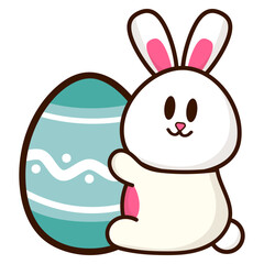 Easter Bunny Hugging Egg Illustration