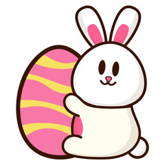 Easter Bunny Hugging Egg Illustration
