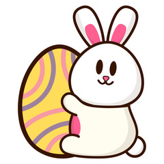 Easter Bunny Hugging Egg Illustration