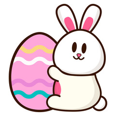 Easter Bunny Hugging Egg Illustration