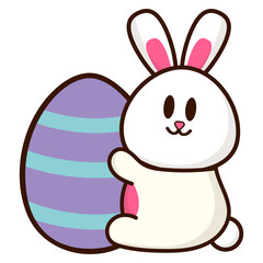 Easter Bunny Hugging Egg Illustration