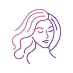 Gradient female face with wavy hair