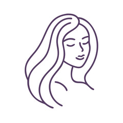 Purple outline elegant woman portrait