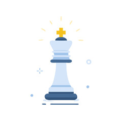 Glowing chess king with crown icon