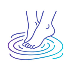 Barefoot woman dipping feet into water illustration
