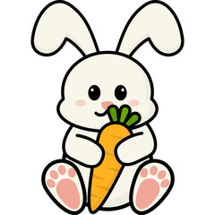 Easter Bunny Hugging Carrot Illustration