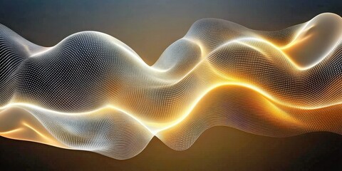 Fototapeta premium Abstract dynamic wave shines with a luminous glow. Fluid forms and futuristic patterns. Modern aesthetic, elegant design, perfect for technology illustrations and creative backgrounds.