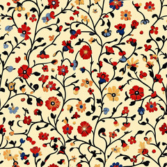 Seamless vintage intricate floral pattern background