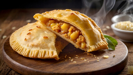 Venezuelan empanadas featuring diced potato and ground beef, wrapped in flaky dough for hearty bite. Authentic flavors merge tradition and innovation, celebrating latin american culinary pride