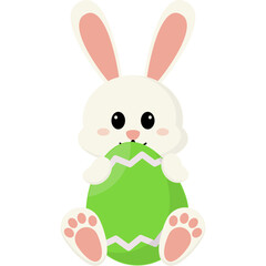 Easter Bunny Hugging Egg Illustration