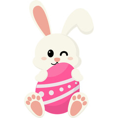 Easter Bunny Hugging Egg Illustration