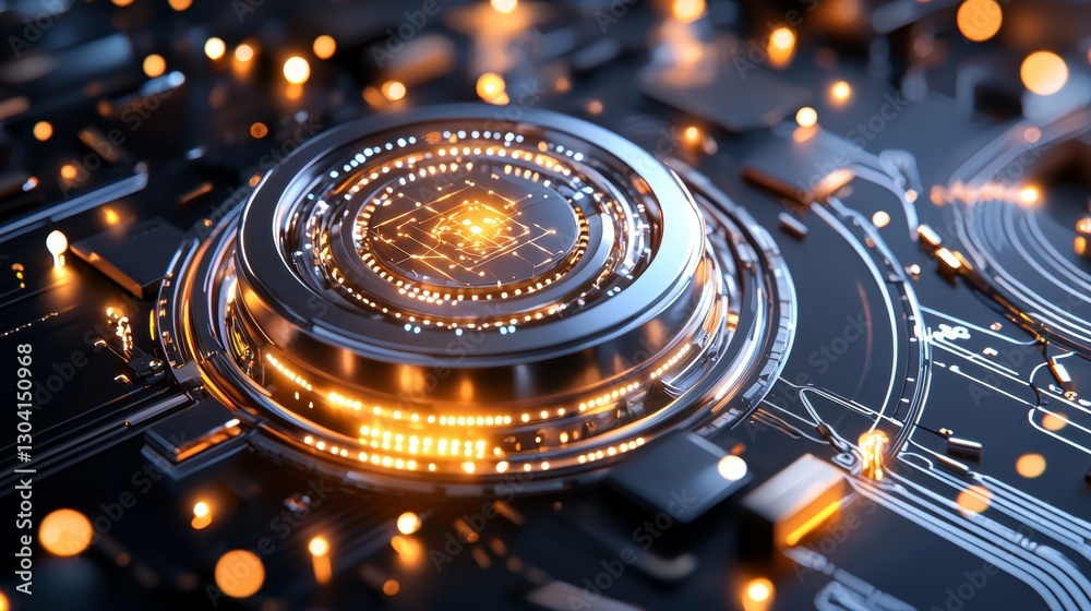 Poster innovative digital circuitry design futuristic lab abstract technology visual dark environment close
