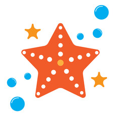 Cute Starfish Vector Illustration with Bubbles and Ocean Theme