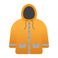 Yellow Raincoat Vector Illustration with Hood and Pockets